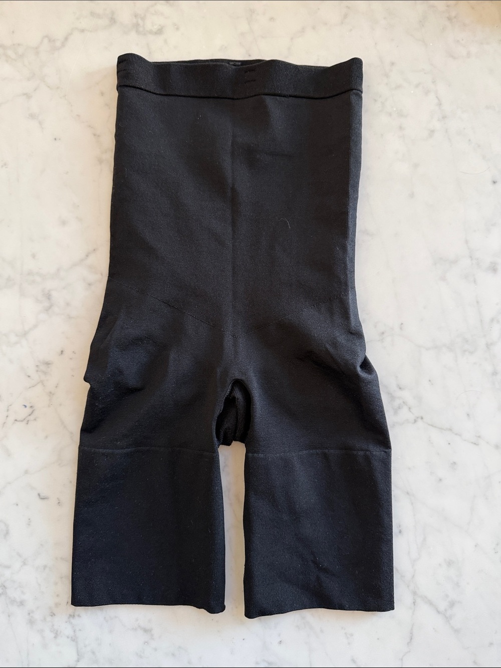 SPANX High Waisted Black Shapewear Shorts Seamless Tummy Control Size M
